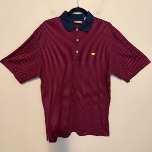 Augusta National Golf Shop Masters Polo L Red Navy Stripe Pima Cotton preppy